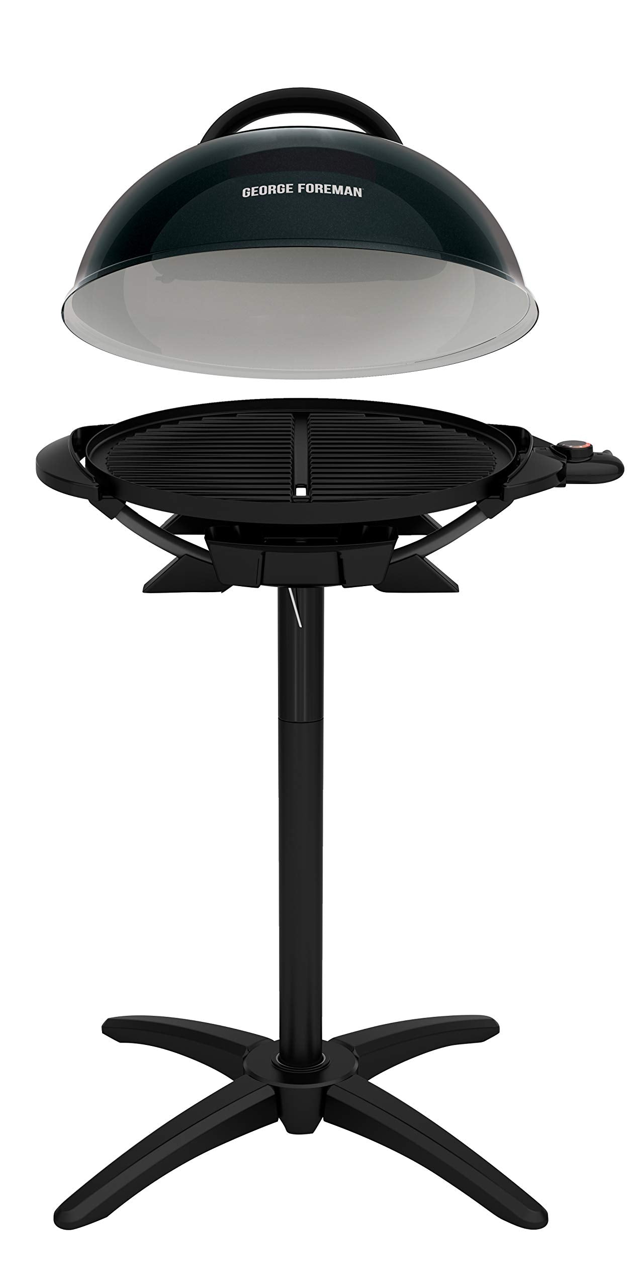 George Foreman Indoor/Outdoor Electric Patio Grill, Apartment Approved, 15-Serving, Removable Stand, Black