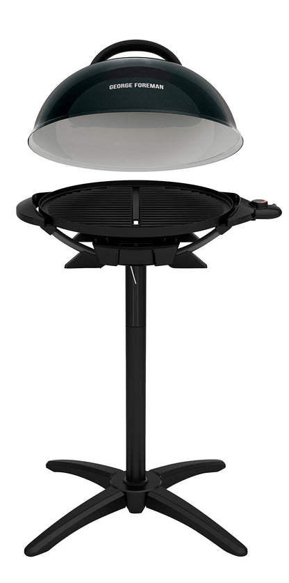 George Foreman Indoor/Outdoor Electric Patio Grill, Apartment Approved, 15-Serving, Removable Stand, Black