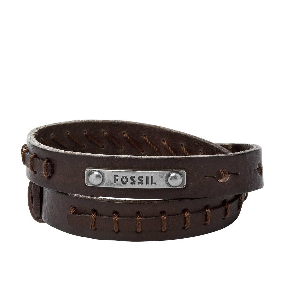 Fossil Men's Leather Bracelet, Color: Brown (Model: JF87354040)