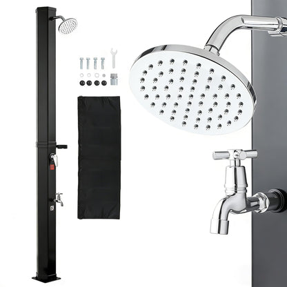 VEVOR Solar Shower, 10.6 Gal, 6.7FT Showerhead Height Outdoor Shower, Black, with Handheld & Foot Faucet, Hot & Cold Water Adjustment, Freestanding for Backyard Poolside Beach Pool