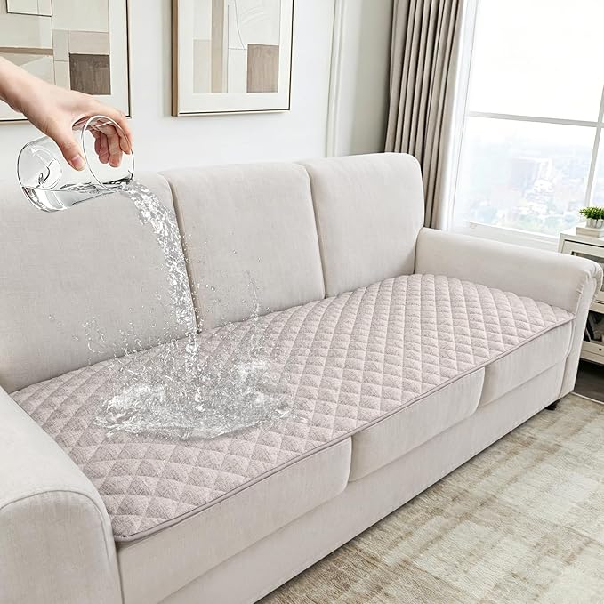Dog Couch Cover for Sofa 100% Waterproof Faux Linen Sofa Covers for 3 Cushion