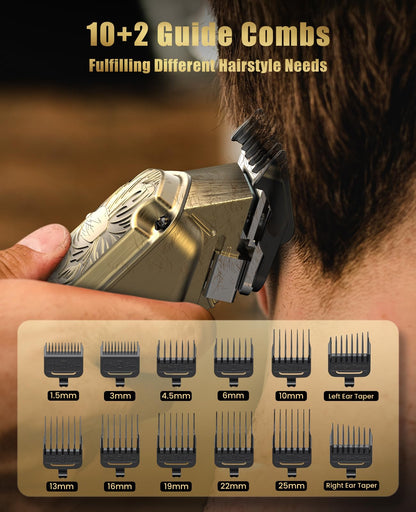 Hair Clippers for Men, Cordless Professional Hair Trimmer, IPX7 Waterproof Barber Clipper Kit with USB Rechargeable