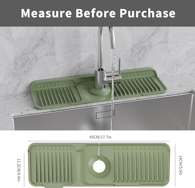 WAFT YEARN 17X5 Inch Silicone Durable Faucet Mat Kitchen Sink Splash Guard