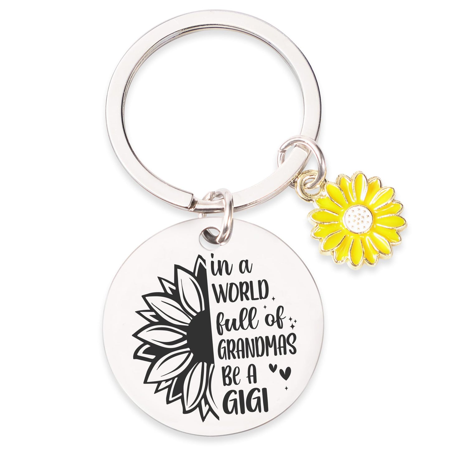 Lamyba Gigi Gifts for Grandma, Sunflower Crochet Decor, Natural Stone Adjustable Bracelet and Keychain Set, Christmas Birthday Mothers Day Gift for Gigi from Grandkids