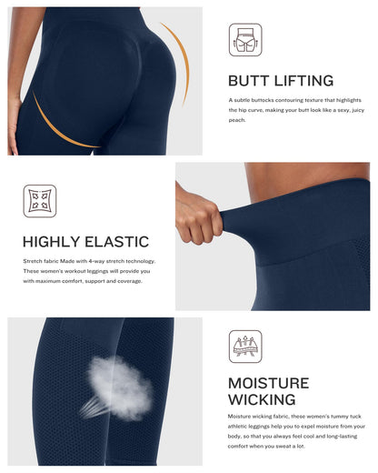 NORMOV Seamless Workout Butt Lifting Leggings - Booty Scrunch Gym Leggings for Women