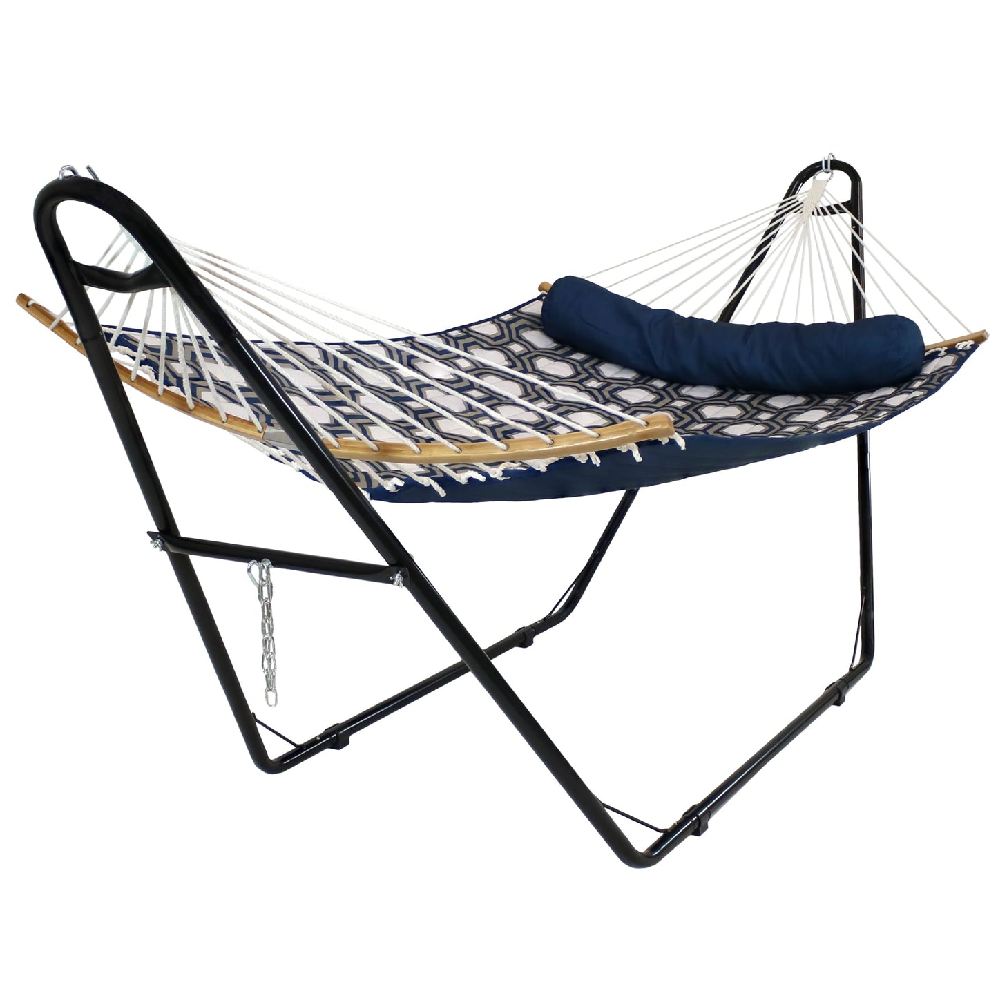 Sunnydaze Universal Double Hammock Stand Only - 550-Pound Capacity - Heavy-Duty Hammock Stand for Outside - Fits 9 to 14 Foot Hammocks - Black