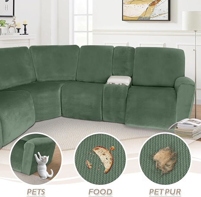 Arfntevss Sectional Recliner Couch Covers Velvet Washable Corner Sectional Sofa