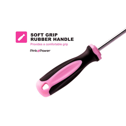 Pink Power Magnetic Screwdriver Set - 6 Piece Phillips and Flathead Hand Tool Set for Women