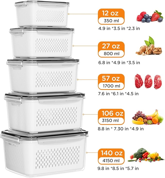 5-Pack Fruit Storage Containers