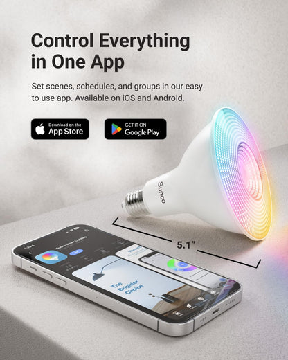 Sunco PAR38 Alexa Compatible Smart LED Bulbs, WiFi Color Changing Outdoor Flood Light, 13W, RGB Tunable White CCT, Dimmable, with Amazon Alexa & Google Assistant, No Hub Required 2 Pack