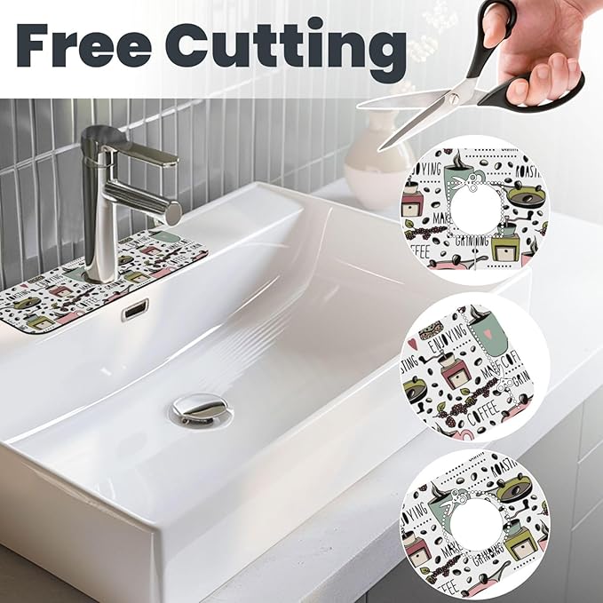 Coffee Coffe Kitchen Sink Splash Guard Faucet Mat Super Absorbent Fast Drying