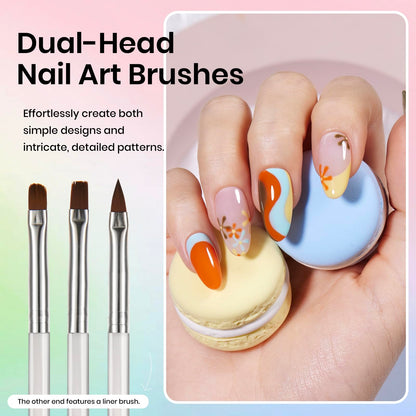 Beetles 31pcs Nail Art Brushes, Dotting Tools, Nail Art Pens, Dust Brush, Striping Liner Fingernail Drawing Pens with Palette Holder All in One for Starter Manicure Design Set