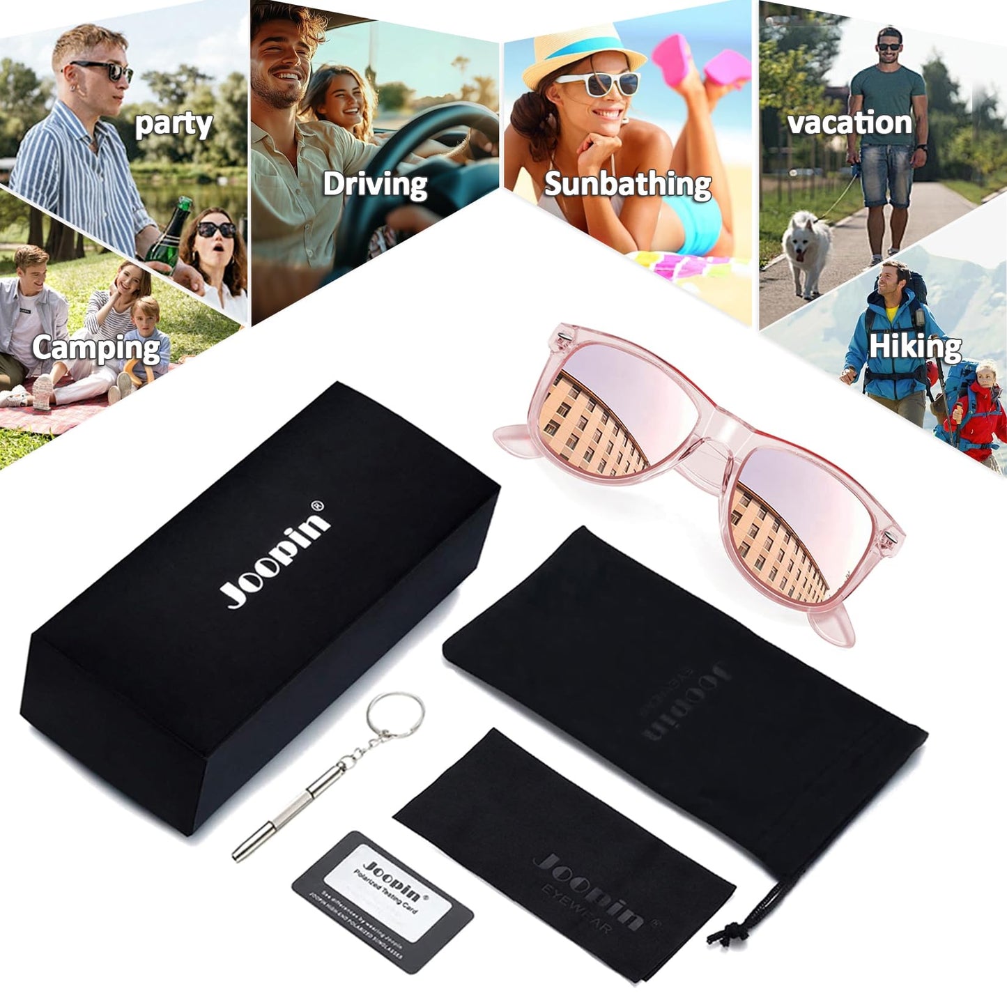 Joopin Square All Pink Sunglasses Retro Designer Oversized Sun Glasses Polarized UV Protection Fashion Shades for Women Men Shady Rays