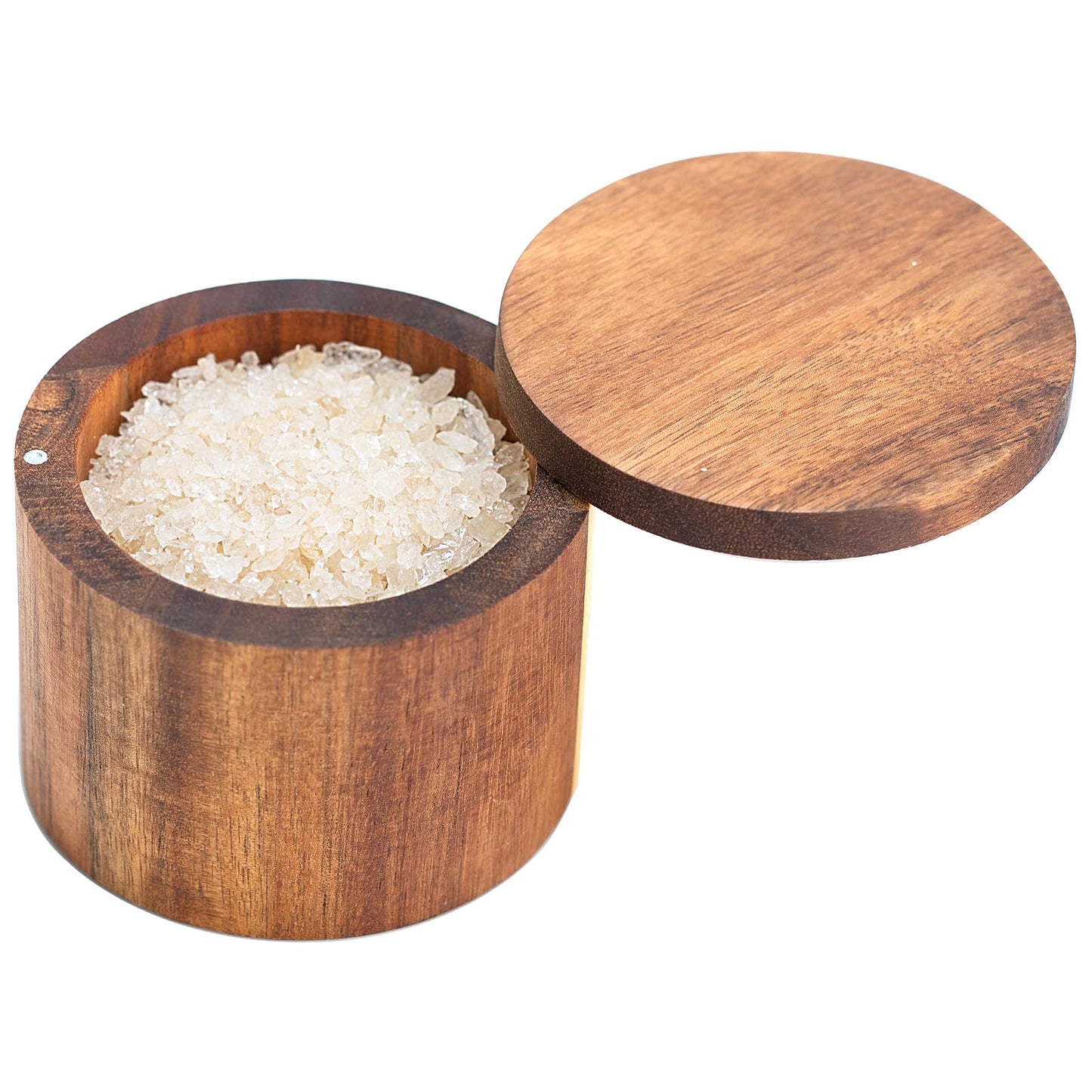 Phininia Acacia Salt Cellar, Wood Salt Box With Swivel Cover, Spice Keeper, Wood Jar For Kitchen, Perfect For Keeping Table Salt, Gourmet Salts, Herbs or Favorite Seasonings