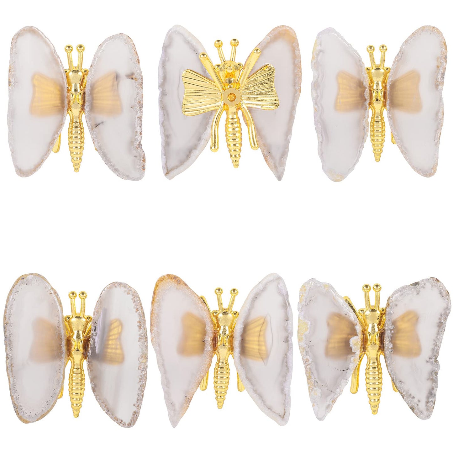 Rockcloud 10 Pcs Agate Light Table Slices Healing Crystals Geode Stones, Set of 2 Agate Slices Butterfly Decorative Ornament Butterfly Stand Figurine Collection for Home Office Desktop Decor