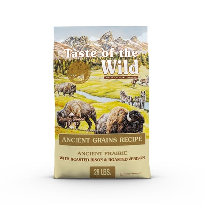 Taste of the Wild with Ancient Grains, Ancient Prairie Canine Recipe with Roasted Bison and Venison Dry Dog Food, Made with High Protein from Real Meat and Guaranteed Nutrients and Probiotics 28lb
