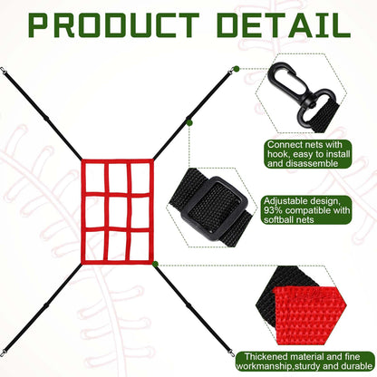Leyndo 2 Pcs Adjustable Strike Target for Baseball Net Practice Throwing Hitting Strike Zone Accuracy Full and 9 Pocket Pitching Target Team Training Aid for 6 x 6, 7 x 7, 8 x 8 ft Nets
