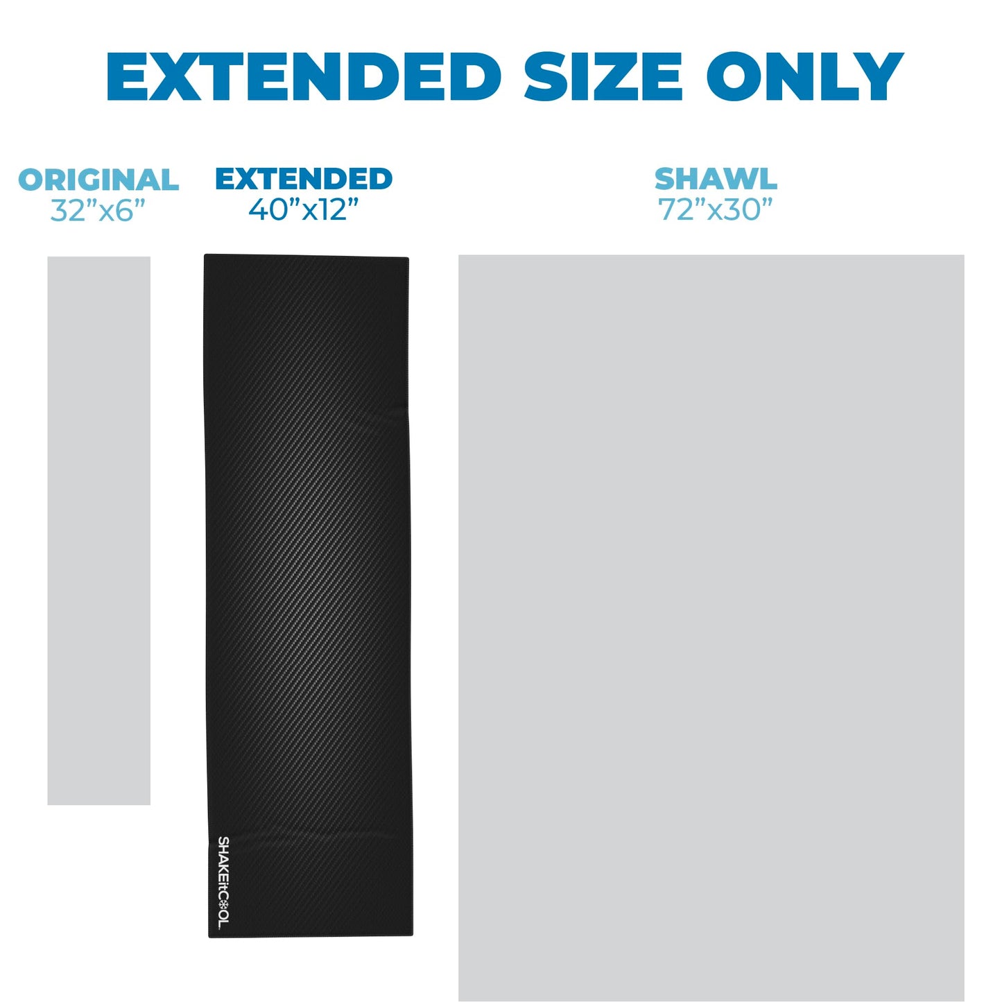 SHAKEitCOOL Extended Size Cooling Towel – Be Cool in Style - Heat Relief, Soft, Lightweight, Sun Protection, Easy Clean - Perfect for Biking, Hiking, Running, Yoga, Golf, Gardening - Carbon Fiber M