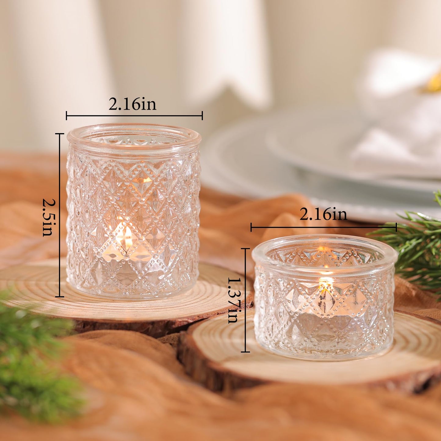 NITIME Assorted Votive Candle Holders Set of 24, Clear Glass Candle Holder in Bulk, Tea Light Holders for Wedding Table Decor, Party & Home Decoration, Fits Standard Votives & Tea Lights