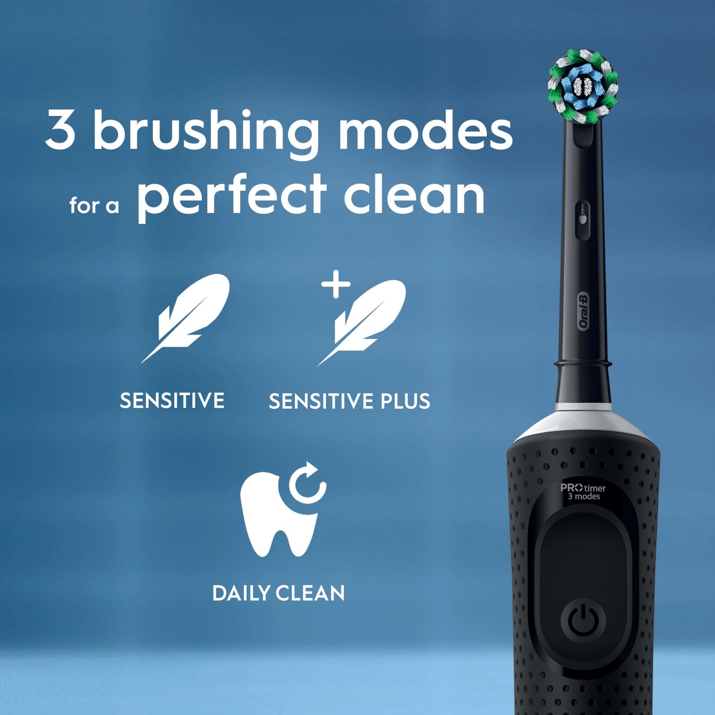 Oral-B Vitality Pro 2x Electric Toothbrushes For Adults, 2 Toothbrush Heads, 3 Brushing Modes Including Sensitive Plus, 2 Pin UK Plug, Black & Purple