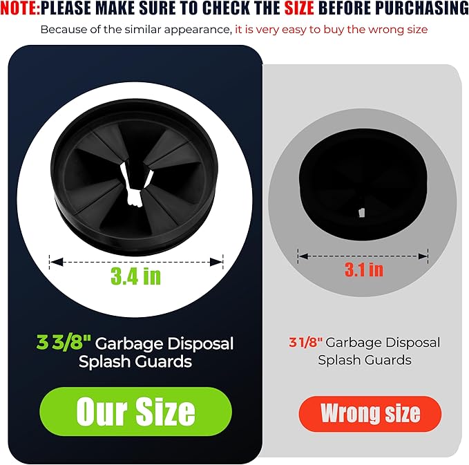 Garbage Disposal Splash Guards 3 3/8" Sink Baffle QCB-AM Replacement
