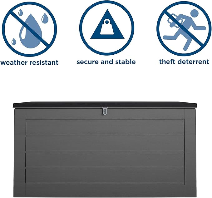 Cosco Outdoor Living 88180BGY1E Cosco Outdoor Patio Storage, Extra Large, 180 Gallons, Charcoal Deck Box, Black/Gray
