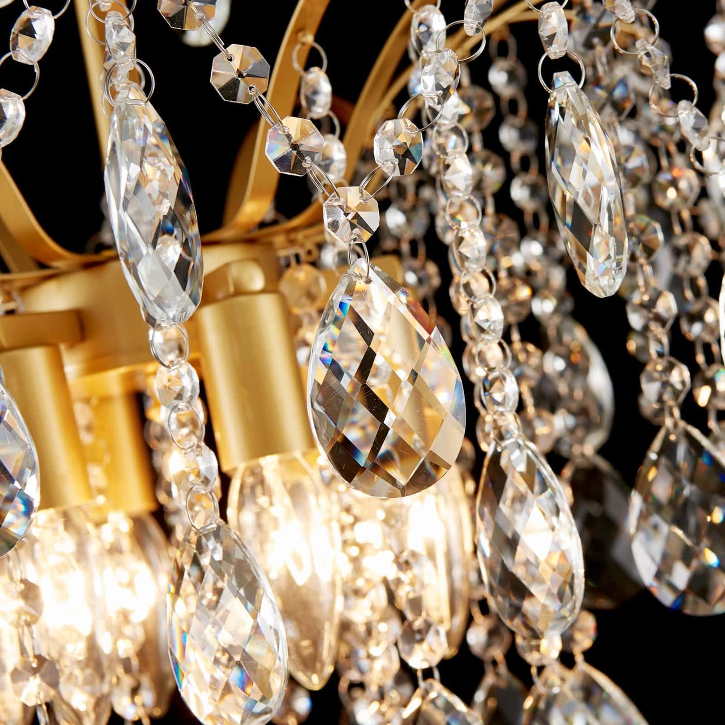 FashEase K9 Crystal Chandeliers, Mid-Century Modern Style for Living Room, Bedroom, Dining Room, D20in x 20-70in Adjustable Height, Gold Finish