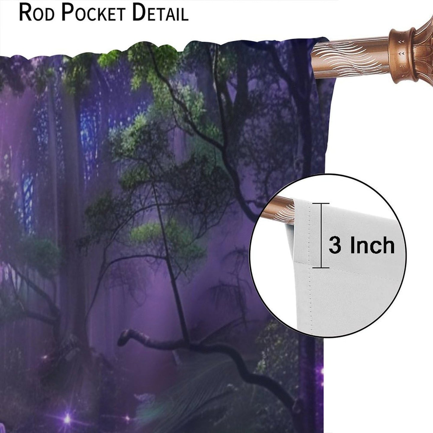 HZOHNAGO Enchanted Forest Curtains Fantasy Nature Purple Fireflies Waterfall Pattern Blackout Print Rod Pocket Window Drapes for Bedroom Living Room 42x63in