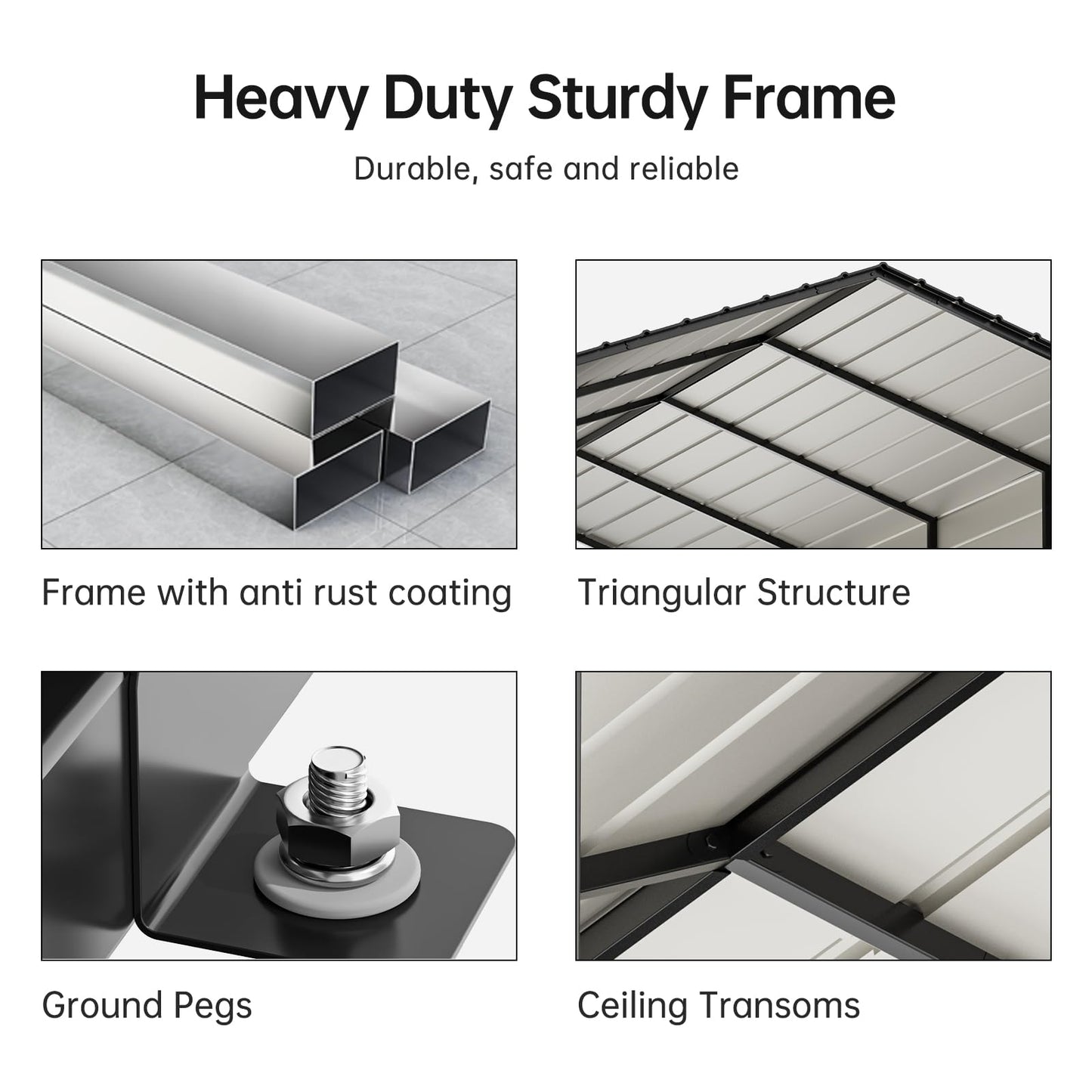 Metal Carport 10'x20'x8.8' Ft Heavy Duty Grey Galvanized Steel Roof Multi-Use Shelter Canopy with Metal Frame, Prefab Carport Garage for Cars, Boats, and Tractors