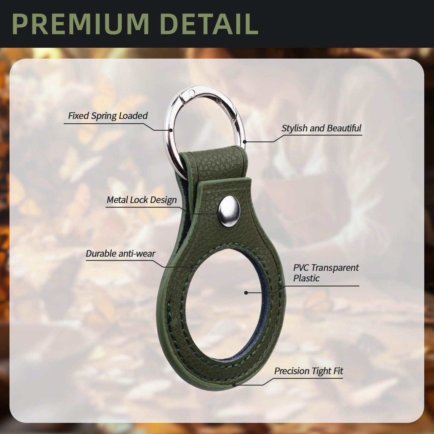 IELCJJ 5PCS Premium Leather Coin Holder - Handmade Sobriety AA Coins Chip Keychain - Displays Both Sides of Sober Token Medallion Pet Challenge Coin - Green Waterproof Scratchproof Soft PVC Key Ring