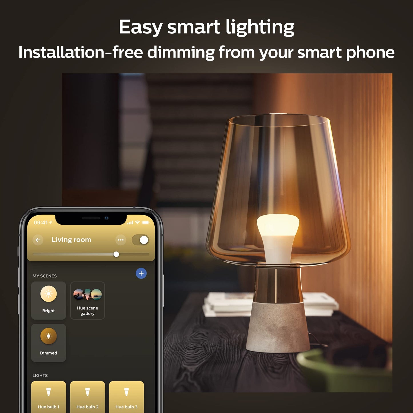 Philips Hue White E27 lamp single pack 1x1055lm; dimmable; warm white light; controllable via app; compatible with Amazon Alexa (Echo; Echo Dot)