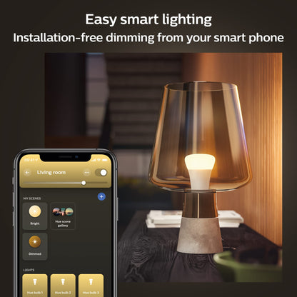 Philips Hue White E27 lamp single pack 1x1055lm; dimmable; warm white light; controllable via app; compatible with Amazon Alexa (Echo; Echo Dot)