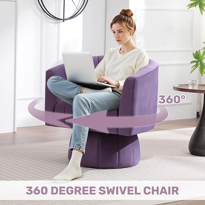 Swivel Accent Barrel Chair Set of 2, Cute Comfy Small Round 360° Arm Chair