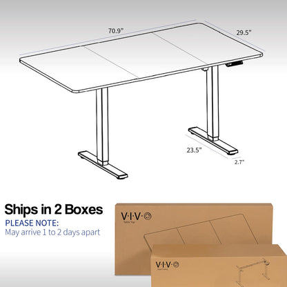 VIVO Electric 71 x 30 in Rustic Standing Desk, Memory Height Adjustment, 1B Series, Holds 220 lbs, Black and Vintage Brown Top, Black Frame, DESK-KIT-1B7BN