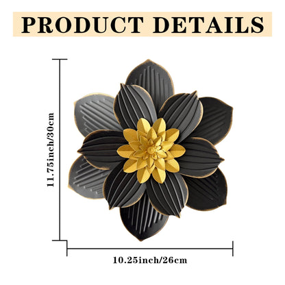 Blueprint Ivy 12" Metal Flower Wall Decor Rustic Floral Sculpture 3D Flower Art Decoration for Living Room Garden Bedroom Dining Room Kitchen (Black)