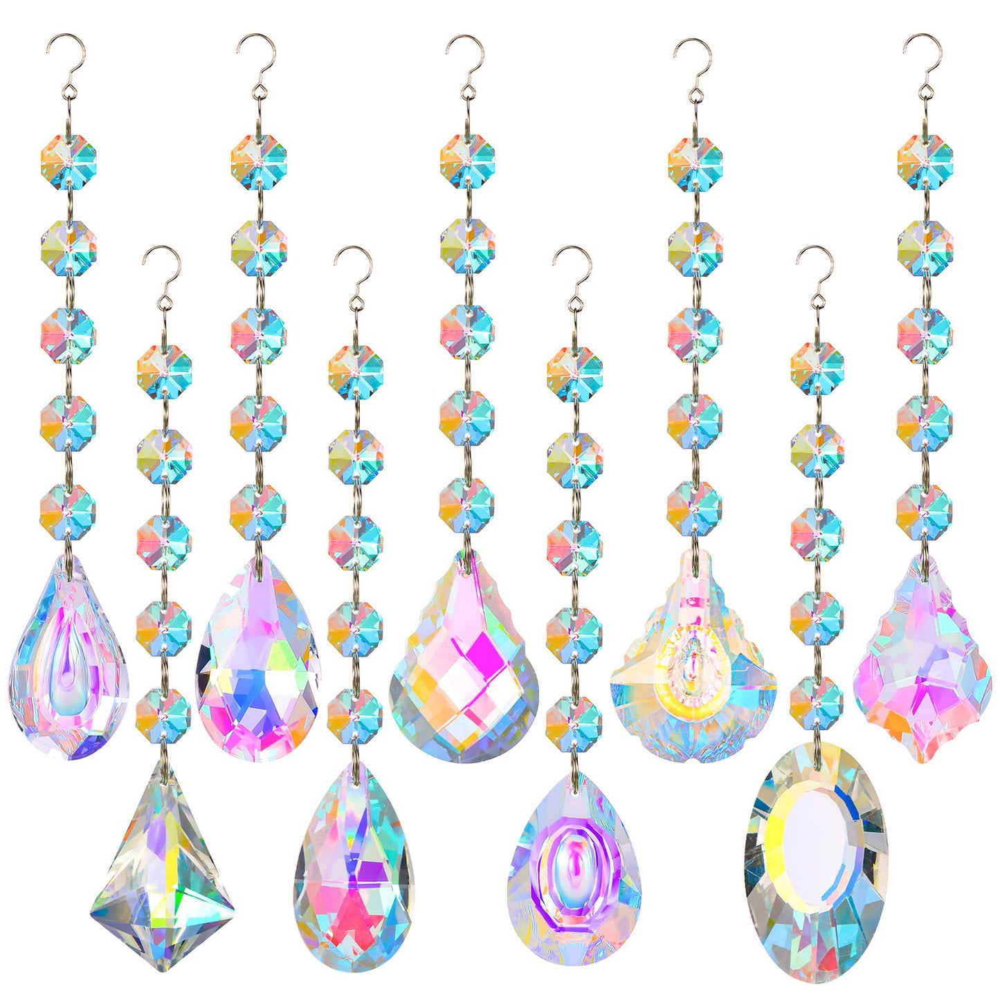 XINRUI Crystal Sun Catcher, 9 Pack Hanging Ornament Crystals Balls Prism Rainbow Maker for Home, Office, Garden Decoration, Window Decorations Decor(Crystal)