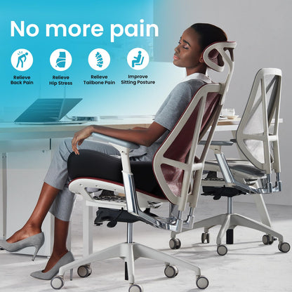 Benazcap Seat Cushion, Memory Foam Cushion for Office Chair - Ergonomic Chair Cushions for Tailbone Pain Relief, Sciatica & Back Support, Office Chair Cushion & Coccyx Cushion