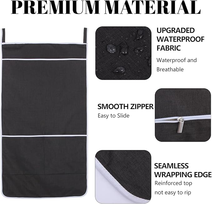 Black Hanging Laundry Hamper Bag, XL Door Hanging Hamper