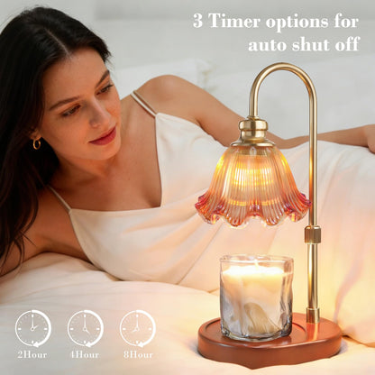 Banbanda Candle Warmer Lamp with Timer: Mothers Day Gifts,Birthday Gifts for Women, House Warming Gifts New Home Decor – Height Adjustable Candle Lamp - Walnut Solid Wood Base, with 2 Bulbs
