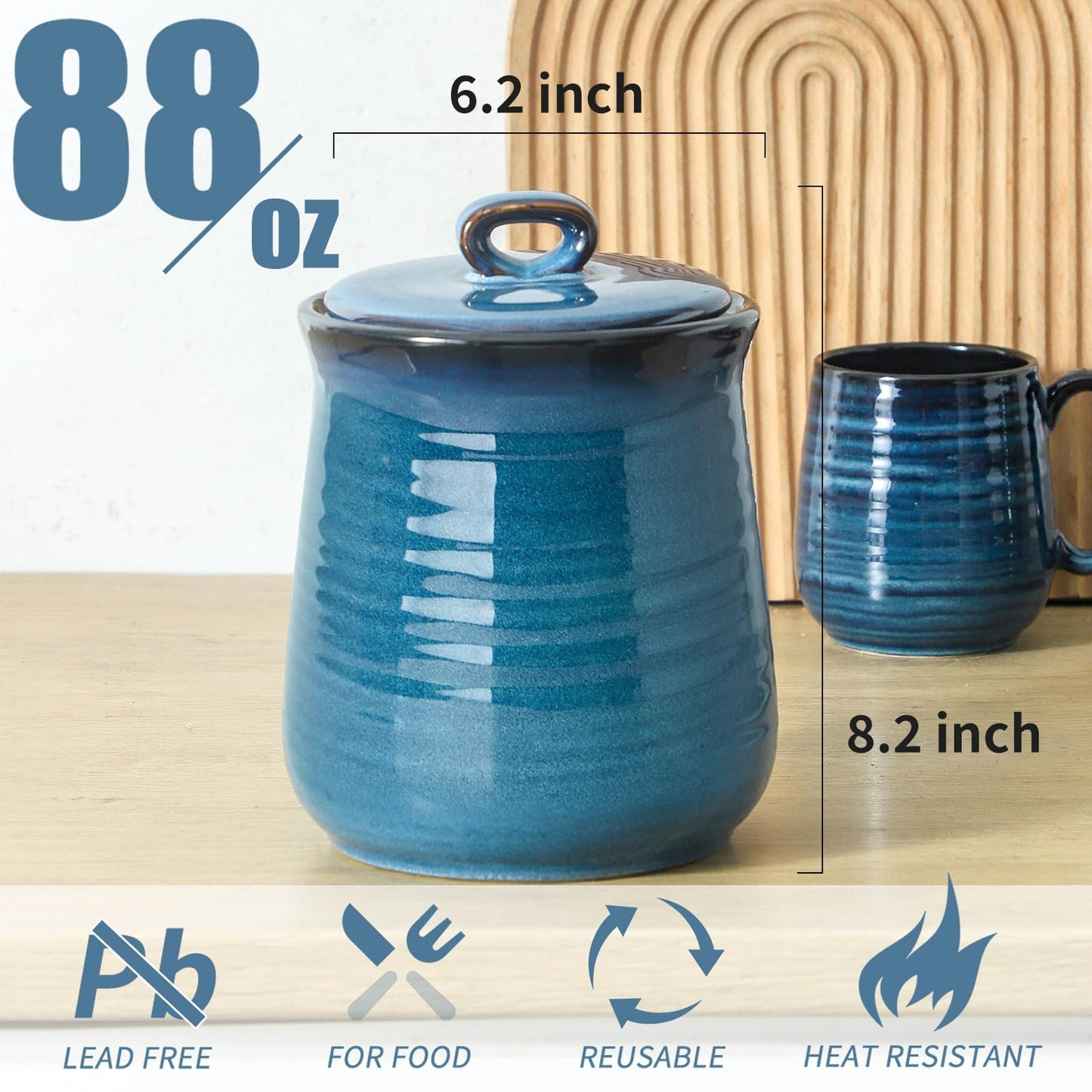 Tikooere Ceramic 3-Piece Set - Salt and Pepper Shakers Set, Cookie Jar with Lid