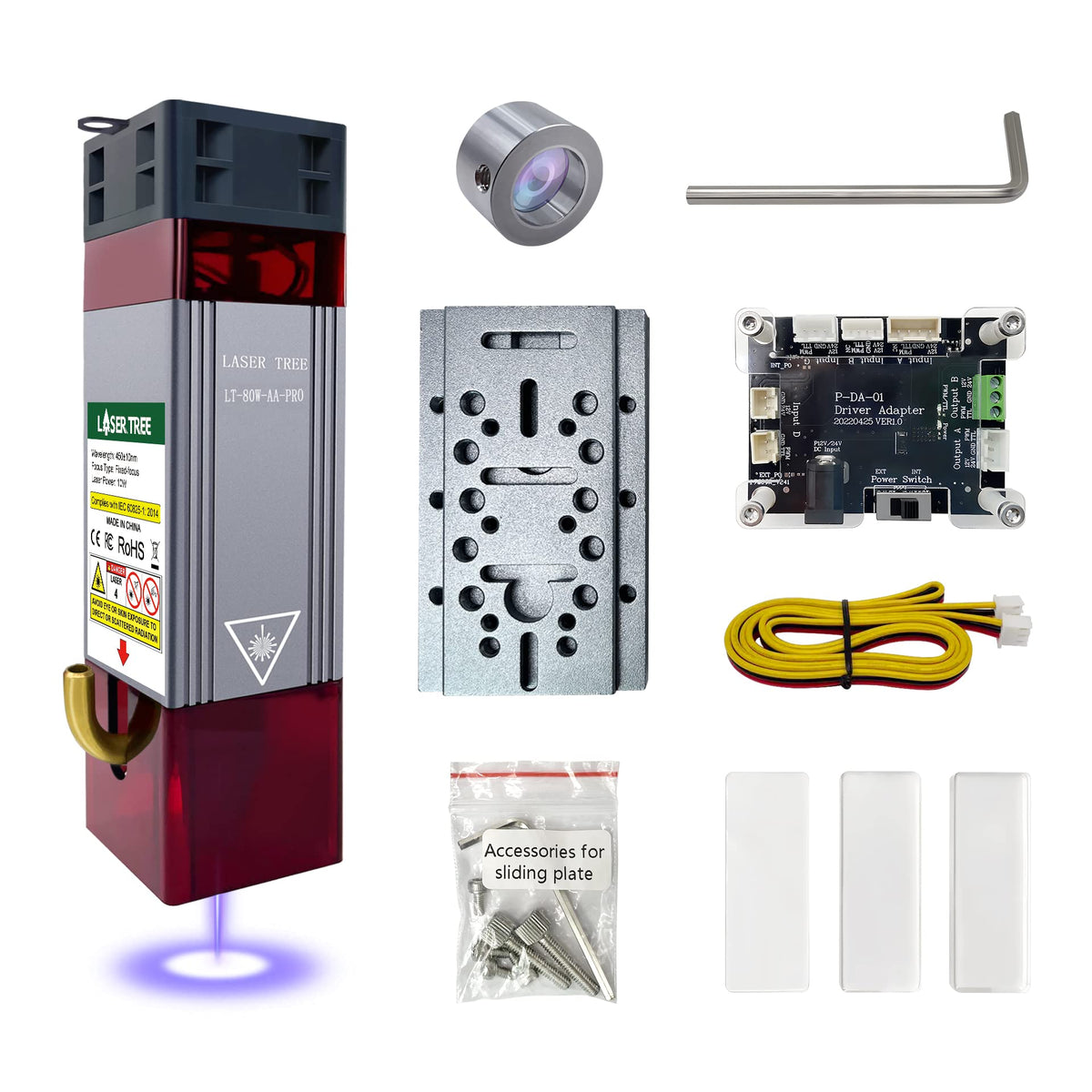 LASER TREE Laser Engraving Module, 10000mW(10W) Output Module with Air Assist System, Built-in FAC, Compressed Spot CNC Carving DIY Laser Master for Laser Cutter Engraving Machine Class 4, 12V