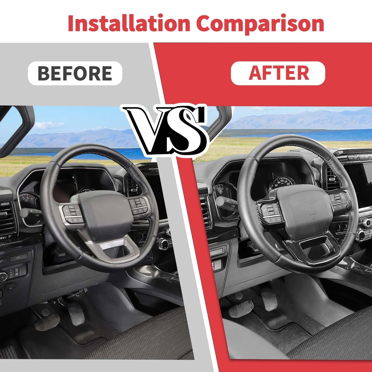 Jimen Compatible with Ford F150 2021-2024, 11PCS Interior Trim Kits - Navigation Panel, Dashboard Cover, Air Vent Trim, Gear Shift Frame (Carbon Fiber)