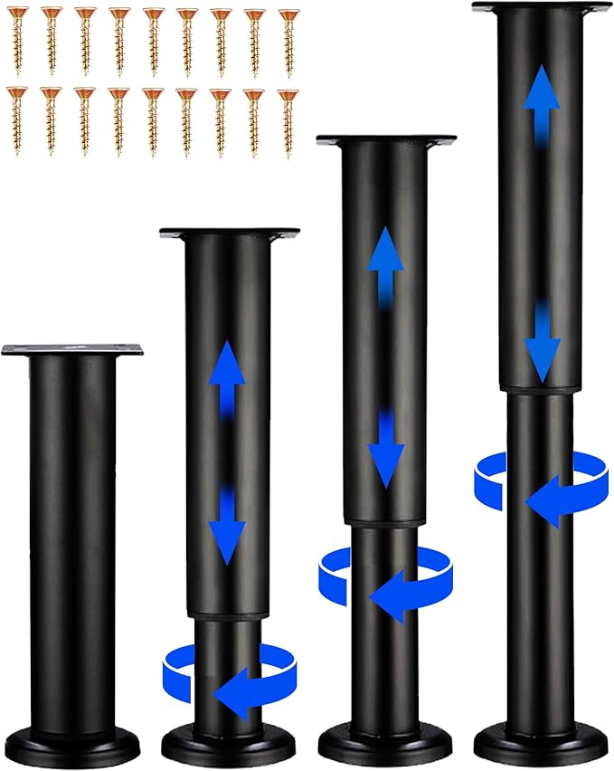 4 PCS Adjustable Height Bed Support Legs