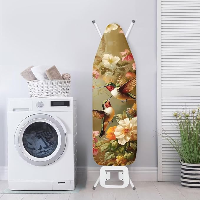 Hummingbird Flower Cover for Ironing Board 15x54 Inch Standard Size Iron Board