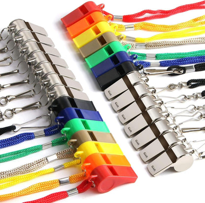 SANNIX 28 Pack Whistle, Coach Whistle with Lanyard Sports Whistles Loud Crisp Sound Whistle for Coaches Referees Training Gyms Emergency