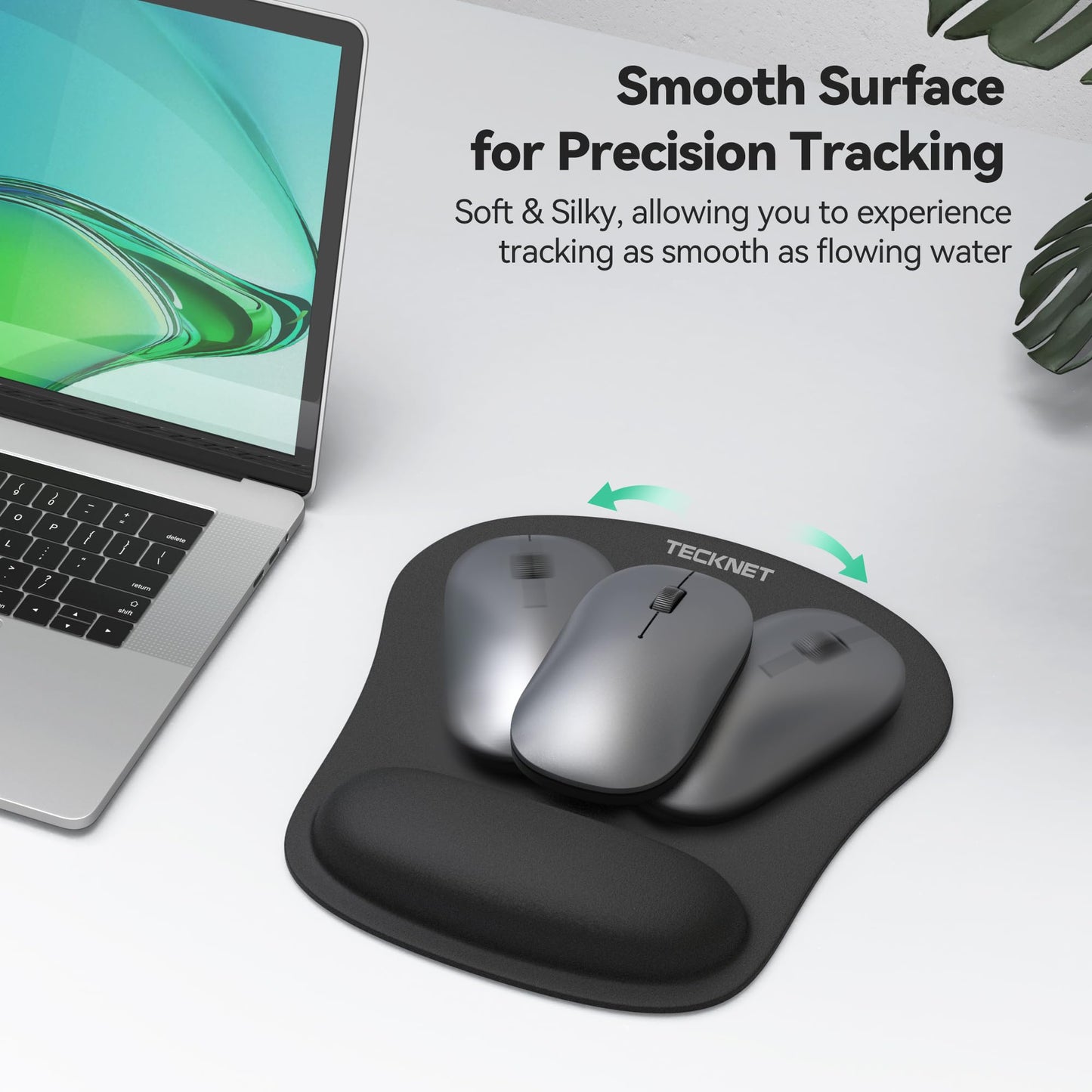 TECKNET Mouse Mat Keyboard Wrist Support Set, Mouse Pad Foldable Keyboard Wrist Rest, Ergonomic Mouse Mat Wrist Support with Comfortable Memory Foam, Non-Slip Desktop Mouse Pad for Working Gaming