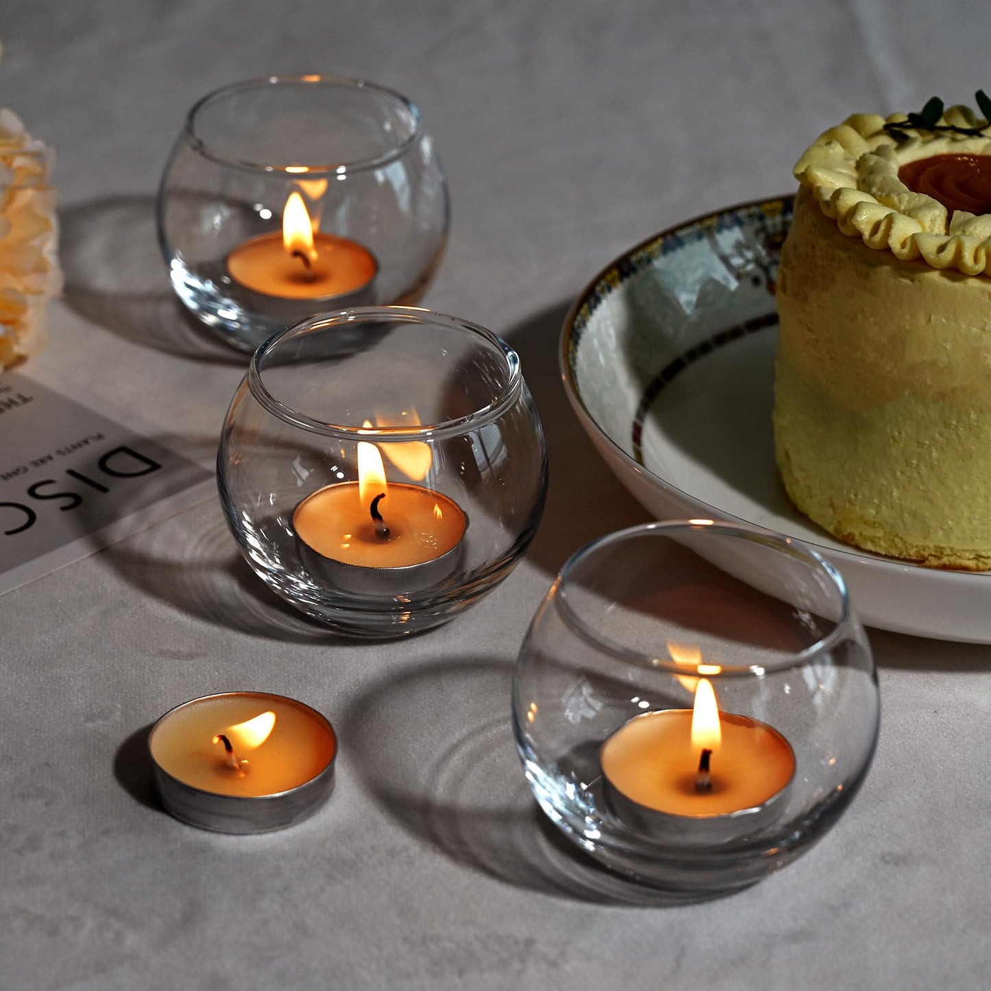 FrutPunch Candle Holder, Glass Candle Holder, Transparent Votive Candle Holders, Can be Used for Engagement, Wedding, Party, Gift Giving and Other Occasions Set of 6