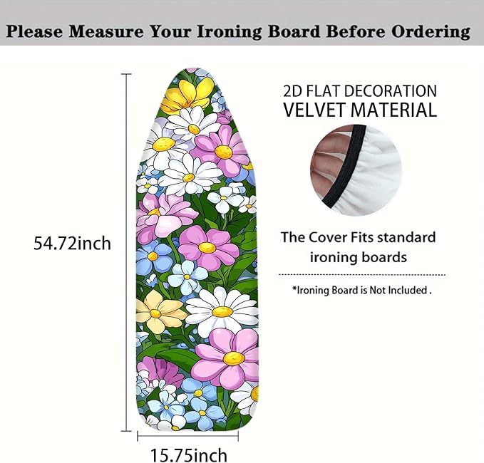 Nuxovilar Colorful Mixed Flowers Ironing Board Cover, This Cover Fits Most