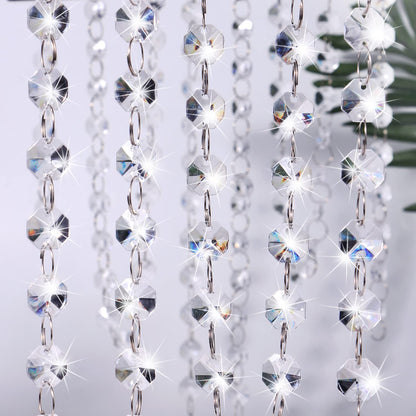 16.5 Feet Hanging Clear 14mm Daimond Acrylic Crystal Garland for Manzanita Tree Centerpiece, Chandelier Bead Lamp Chain, Christmas/Wedding Party Decoration and DIY Craft Jewelry Decoration