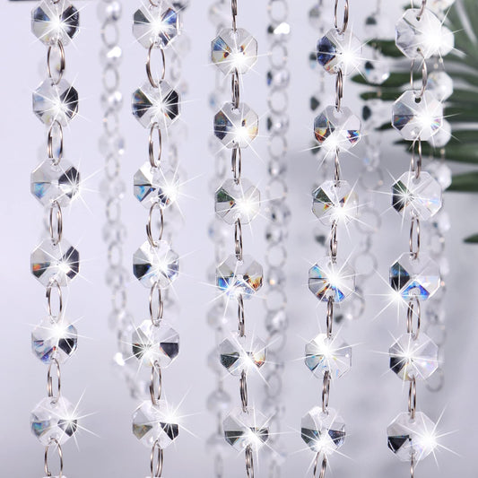 16.5 Feet Hanging Clear 14mm Daimond Acrylic Crystal Garland for Manzanita Tree Centerpiece, Chandelier Bead Lamp Chain, Christmas/Wedding Party Decoration and DIY Craft Jewelry Decoration